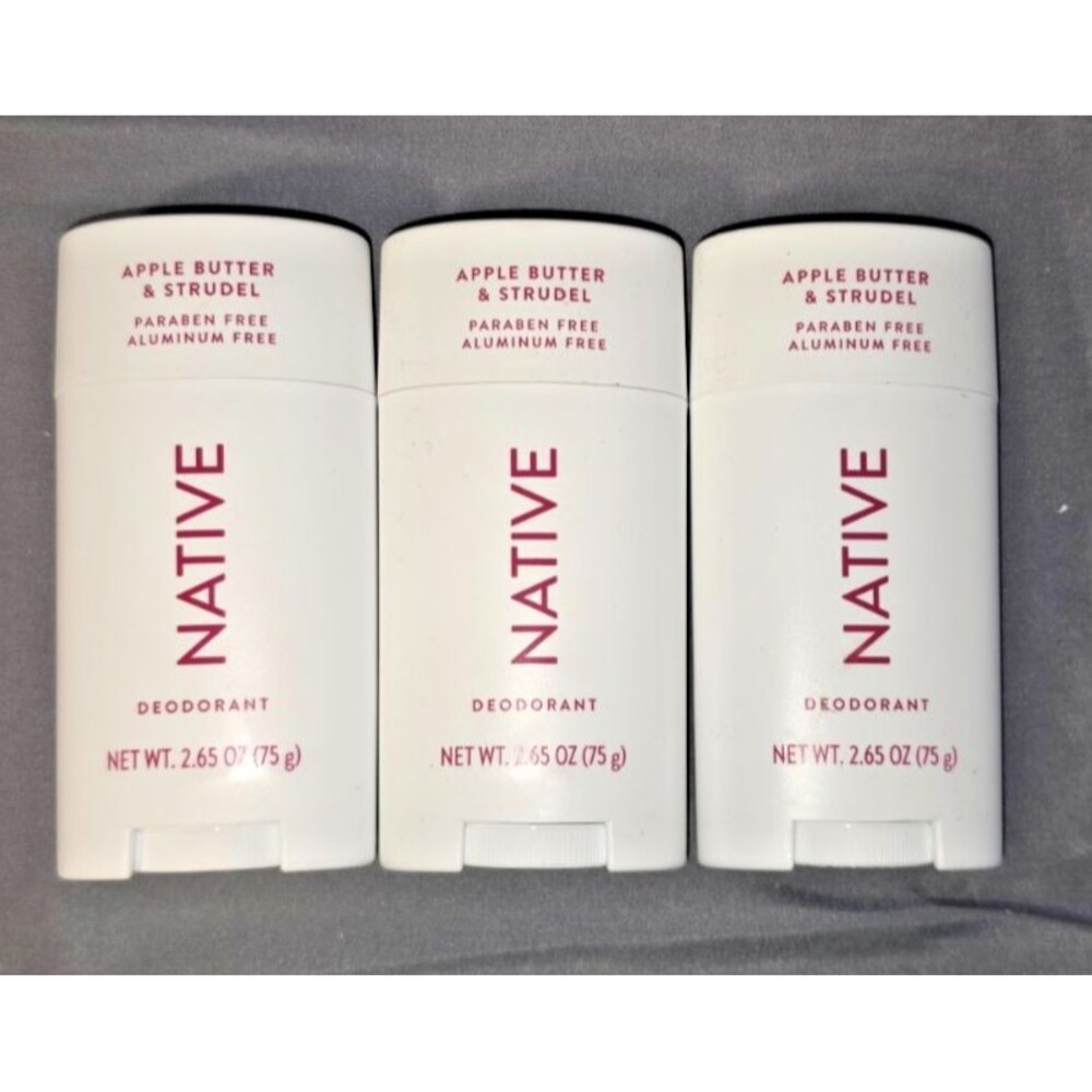 Lot of 3 Native Apple Butter & Strudel Deodorant Paraben & Aluminum Free New